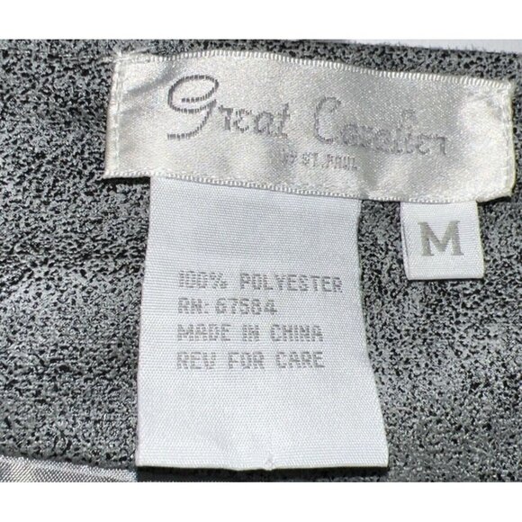 Great Cavalier Womens Tiered Ruffle Faux Suede Jacket Medium Grays Button - Picture 6 of 8